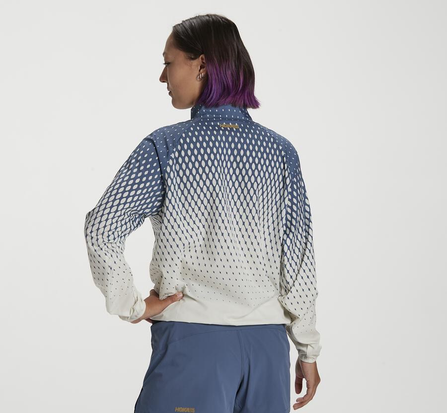 Hoka One One Womens Jackets - Wind-Resistant - Blue/White - XZYS68273